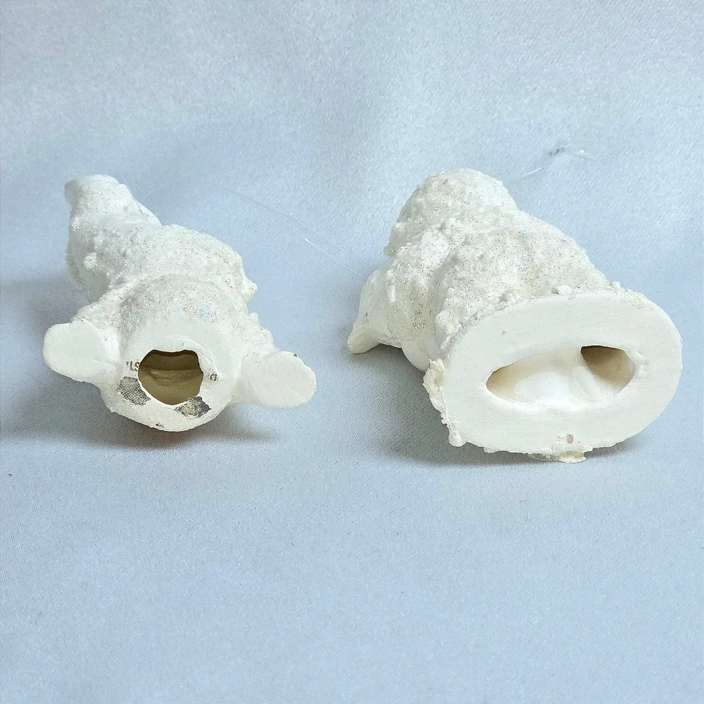 Snow Baby Figurines Set of 2 Glitter Christmas Ornaments Lamb Headstand White